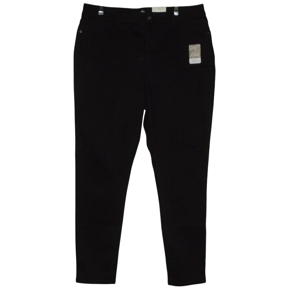 St John's Bay Jeans 16T x 30" Black Ankle Skinny Leg Mid Rise (16 tall)
